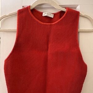 Babaton Red Ribbed Sleeveless Top